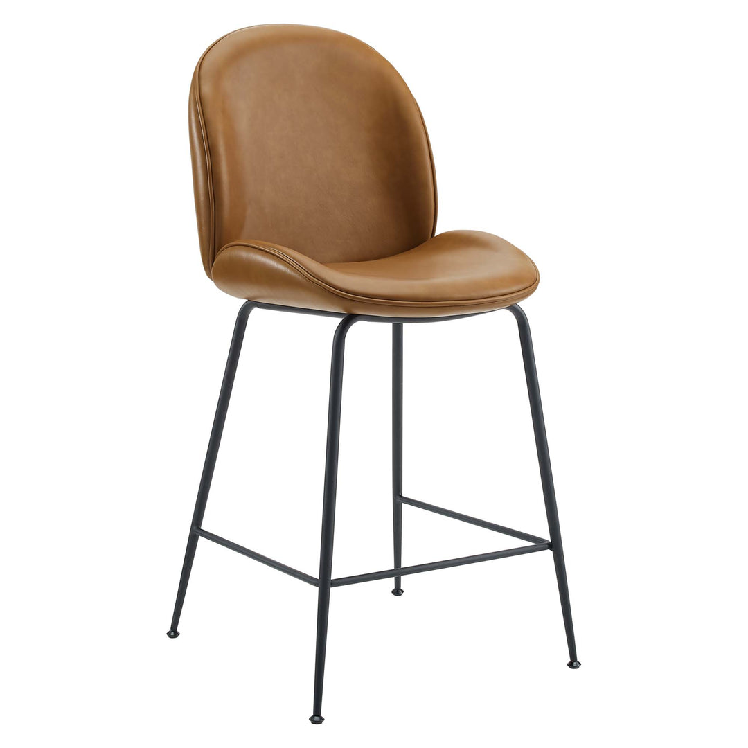 Saddle Black Powder Coated Steel Leg Vegan Leather Counter Stool