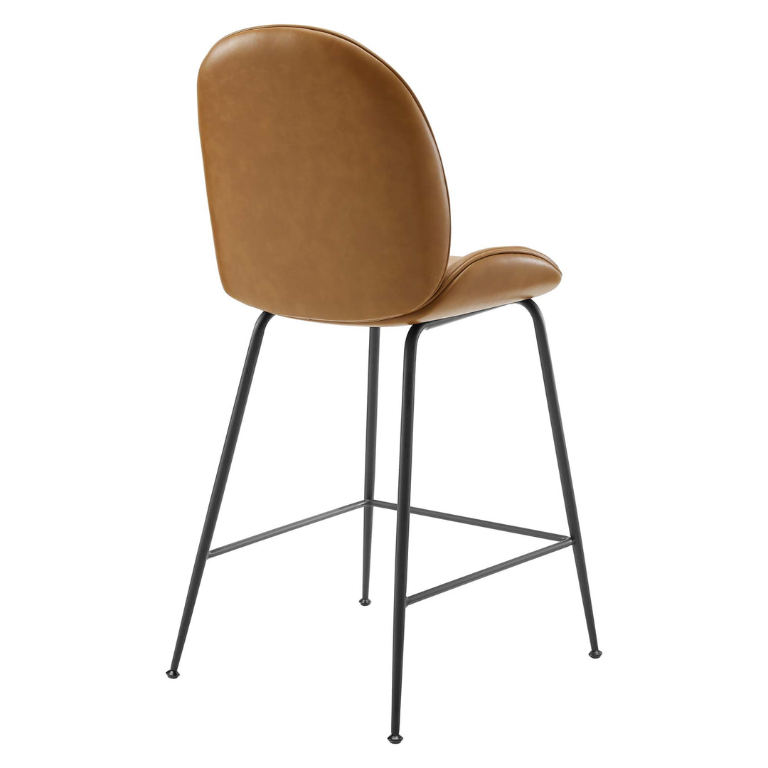 Saddle Black Powder Coated Steel Leg Vegan Leather Counter Stool