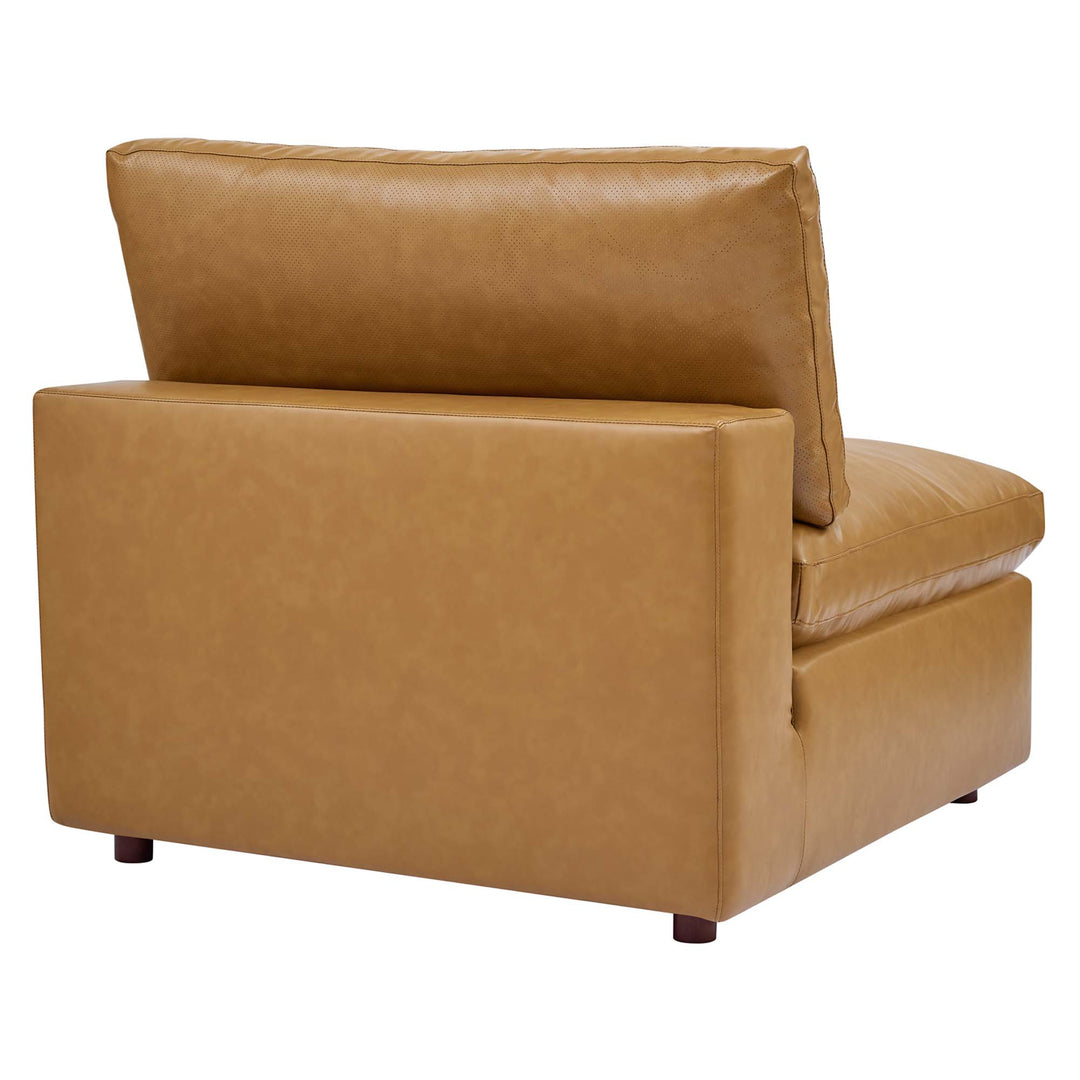 Cozy Down Filled Overstuffed Vegan Leather Armless Chair