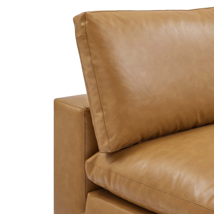 Cozy Down Filled Overstuffed Vegan Leather Armless Chair