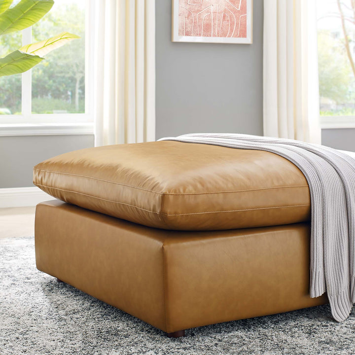 Cozy Deluxe Down Filled Faux Leather Ottoman