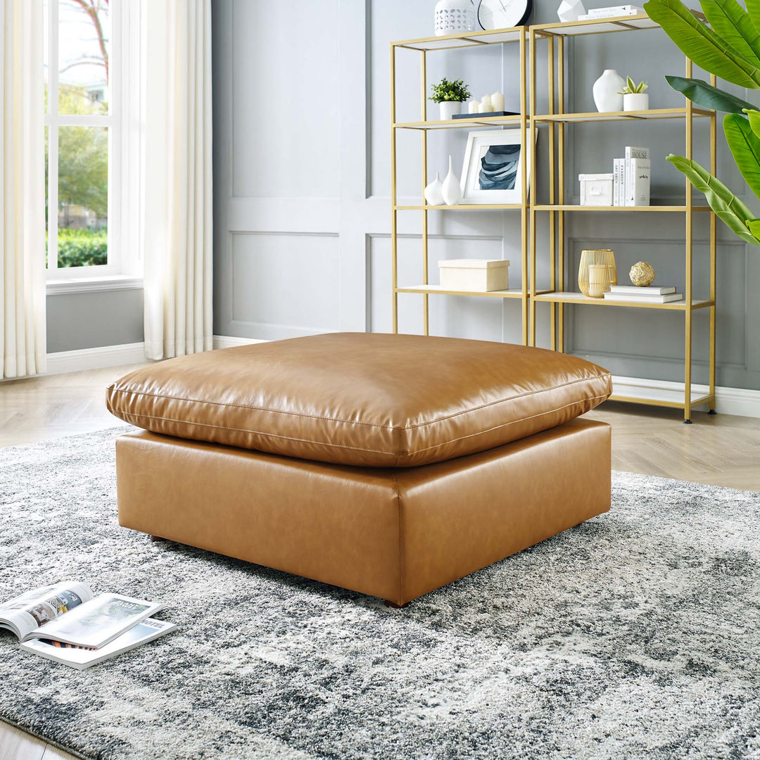 Cozy Deluxe Down Filled Faux Leather Ottoman