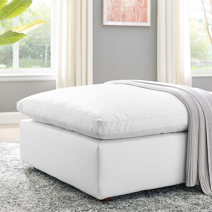 Cozy Deluxe Down Filled Faux Leather Ottoman