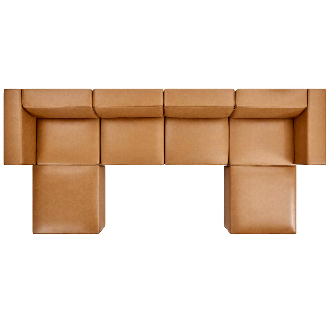 Mingle 4-Piece Faux Leather Sofa and 2 Ottomans Set