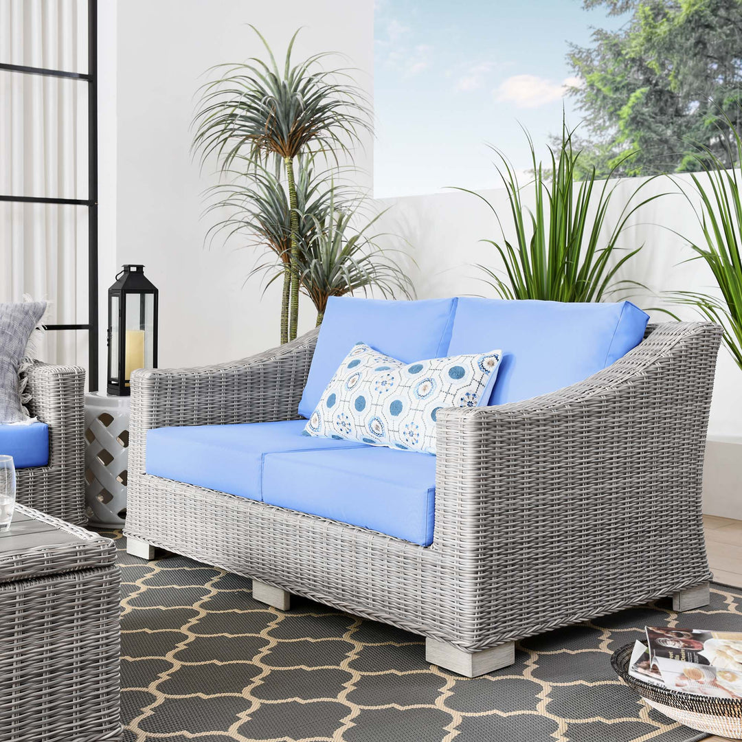 Cedar Outdoor Patio Wicker Rattan Loveseat