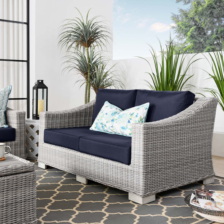 Cedar Outdoor Patio Wicker Rattan Loveseat