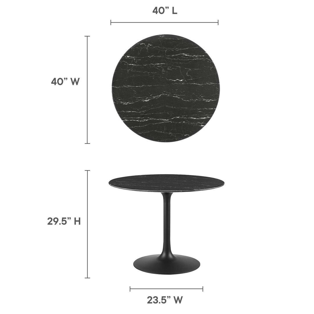 Linden 40" Round Resin Marble Dining Table