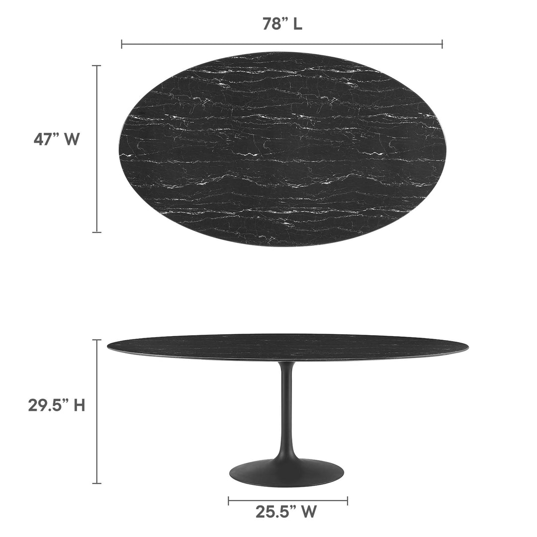 Lace 78" Oval Artificial Marble Dining Table