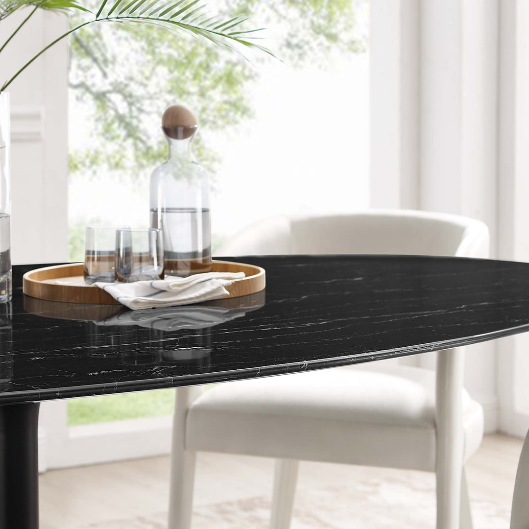 Lace 78" Oval Artificial Marble Dining Table