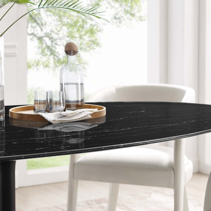 Lace 78" Oval Artificial Marble Dining Table