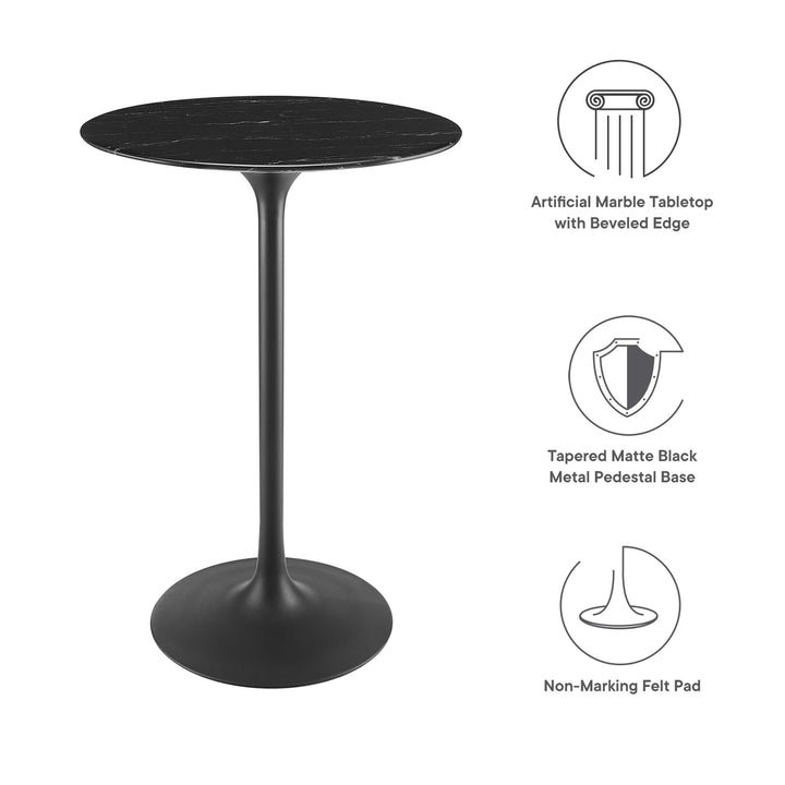 Luna 28" Round Replica Marble Bistro Table