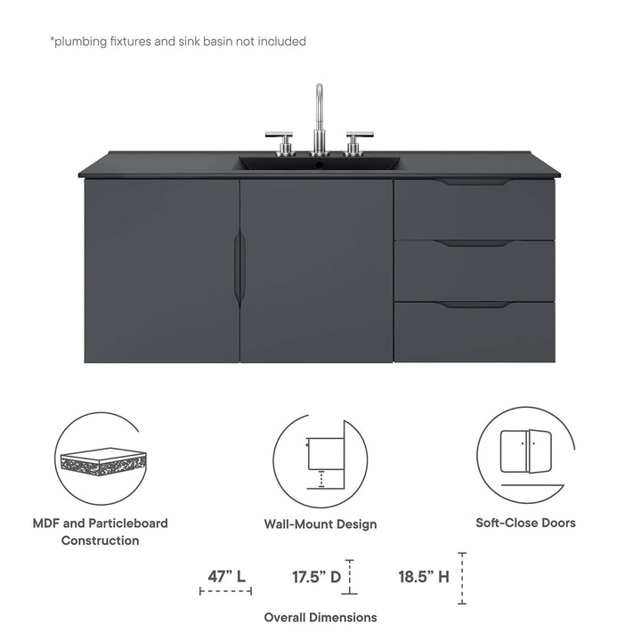 Vigorous 48" Double or Single Sink Compatible Bathroom Vanity Cabinet