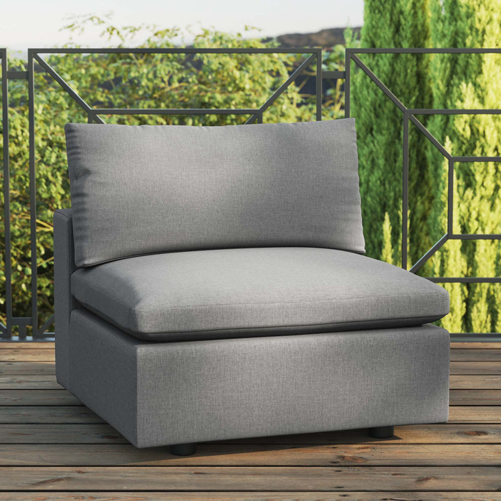 Cozy Overstuffed Outdoor Patio Armless Chair