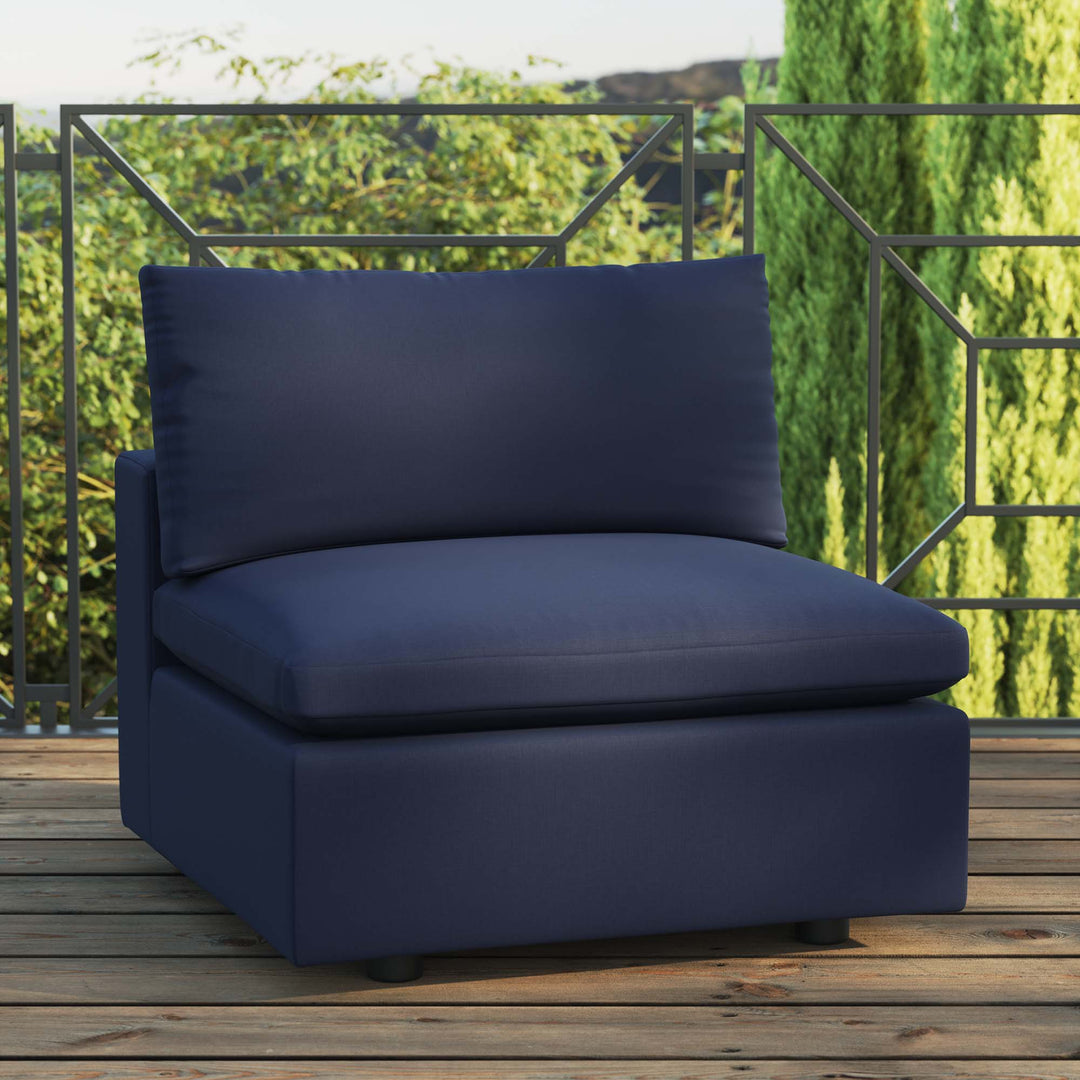 Cozy Overstuffed Outdoor Patio Armless Chair