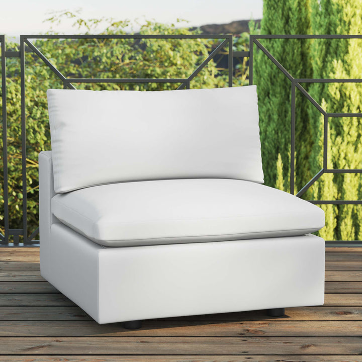 Cozy Overstuffed Outdoor Patio Armless Chair