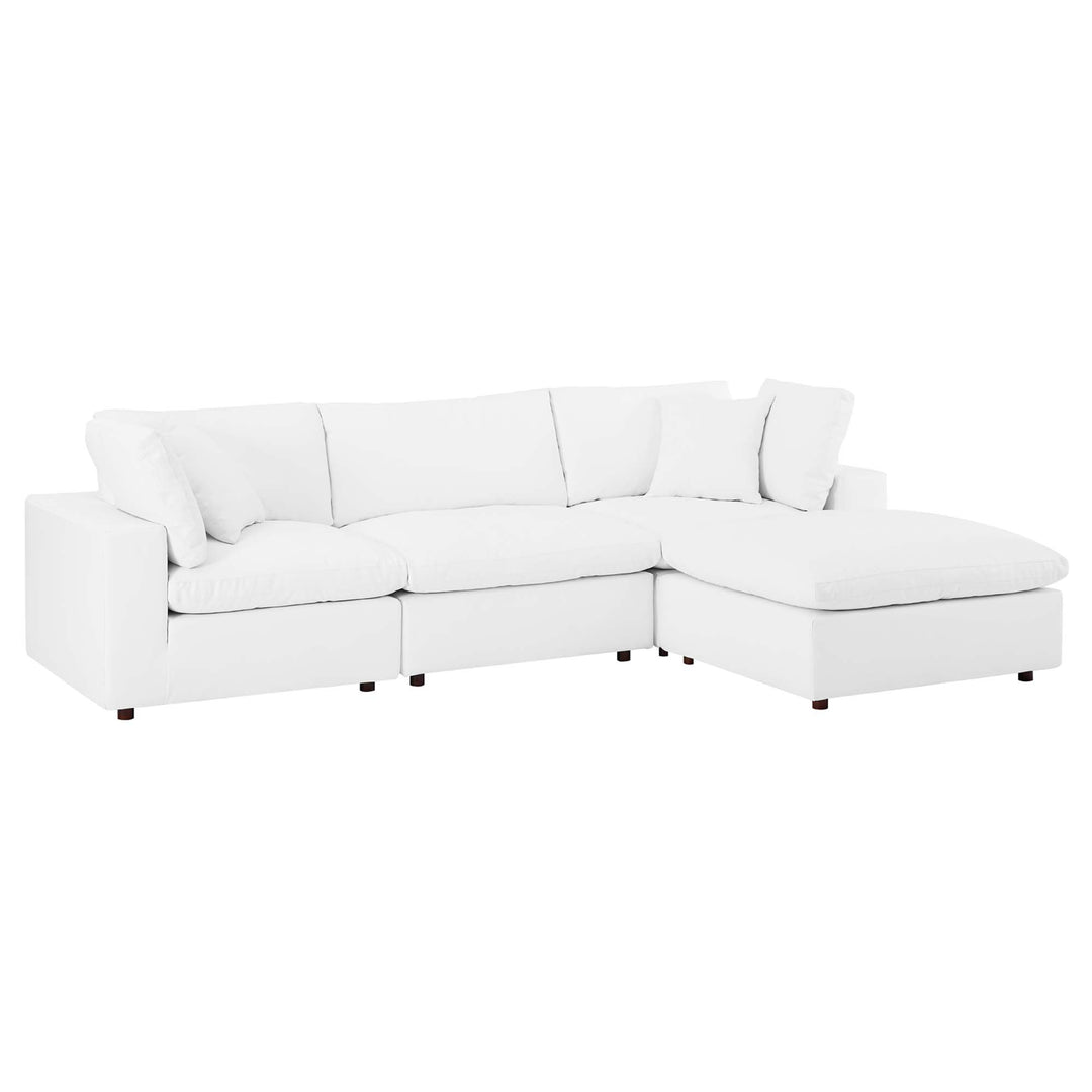 Cavern 4-Piece Down Filled Overstuffed Vegan Leather Sectional Sofa