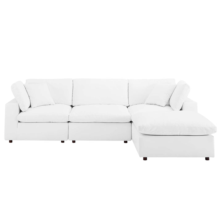 Cavern 4-Piece Down Filled Overstuffed Vegan Leather Sectional Sofa