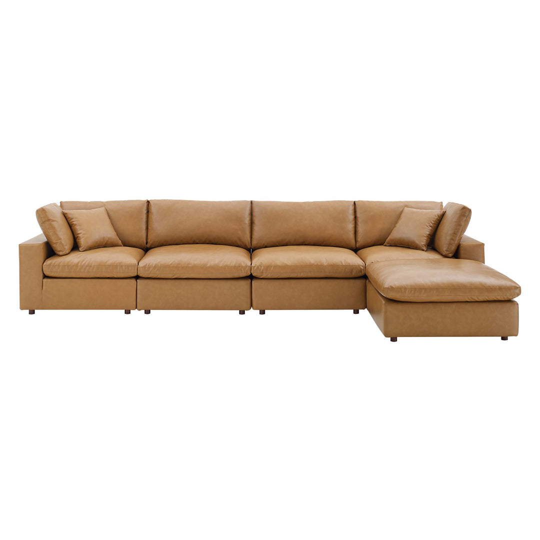 Commix 5-Piece Down Plush Vegan Leather Corner Sofa