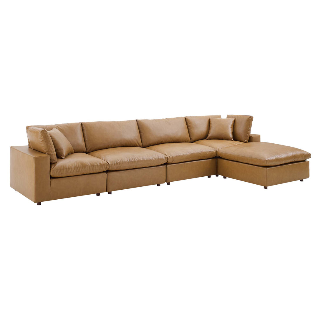 Commix 5-Piece Down Plush Vegan Leather Corner Sofa