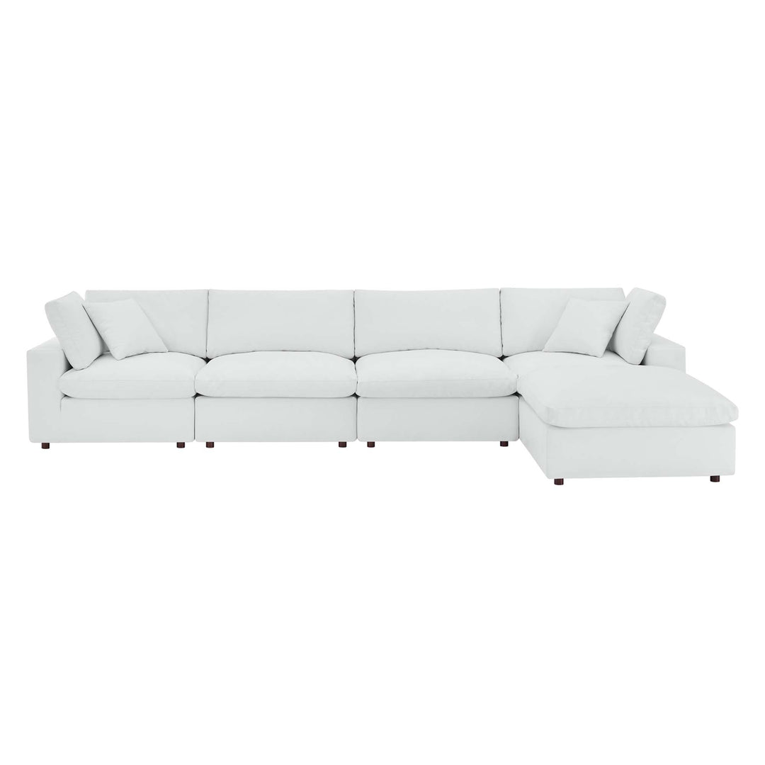 Commix 5-Piece Down Plush Vegan Leather Corner Sofa