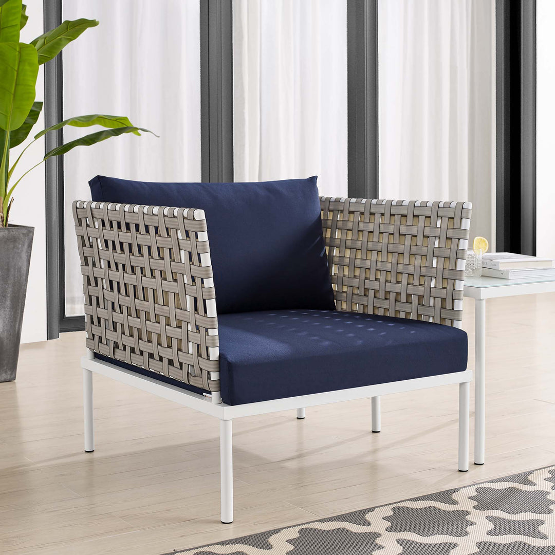 Harbor Sunbrella® Basket Weave Outdoor Patio Aluminum Armchair