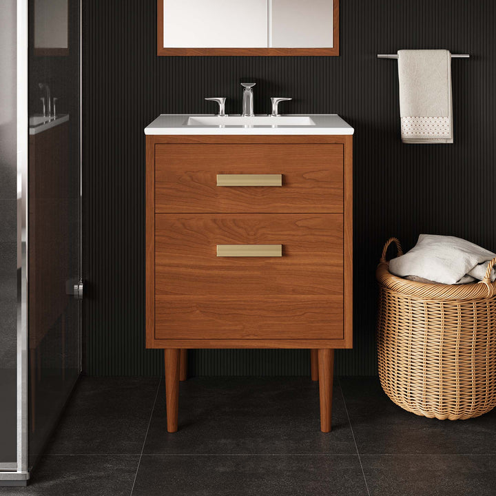 Cedar 24" Teak Wood Bathroom Vanity Cabinet