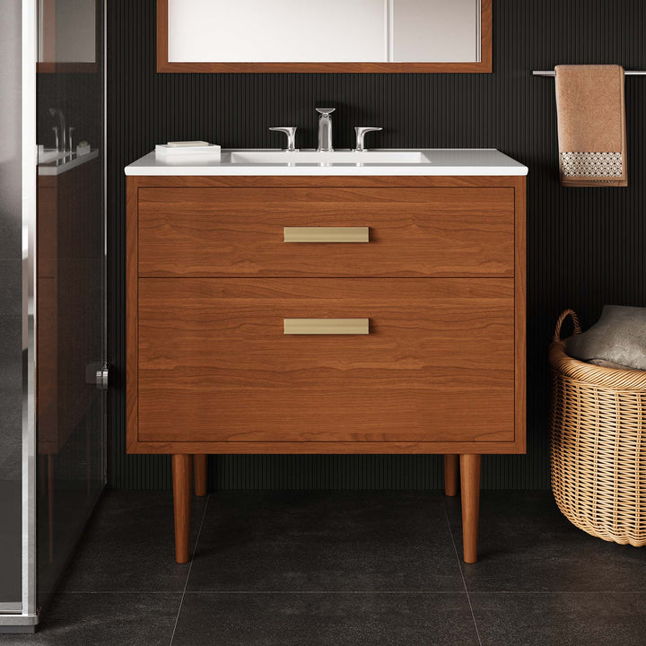 Cassia 36" Teak Traditional Bathroom Vanity Cabinet