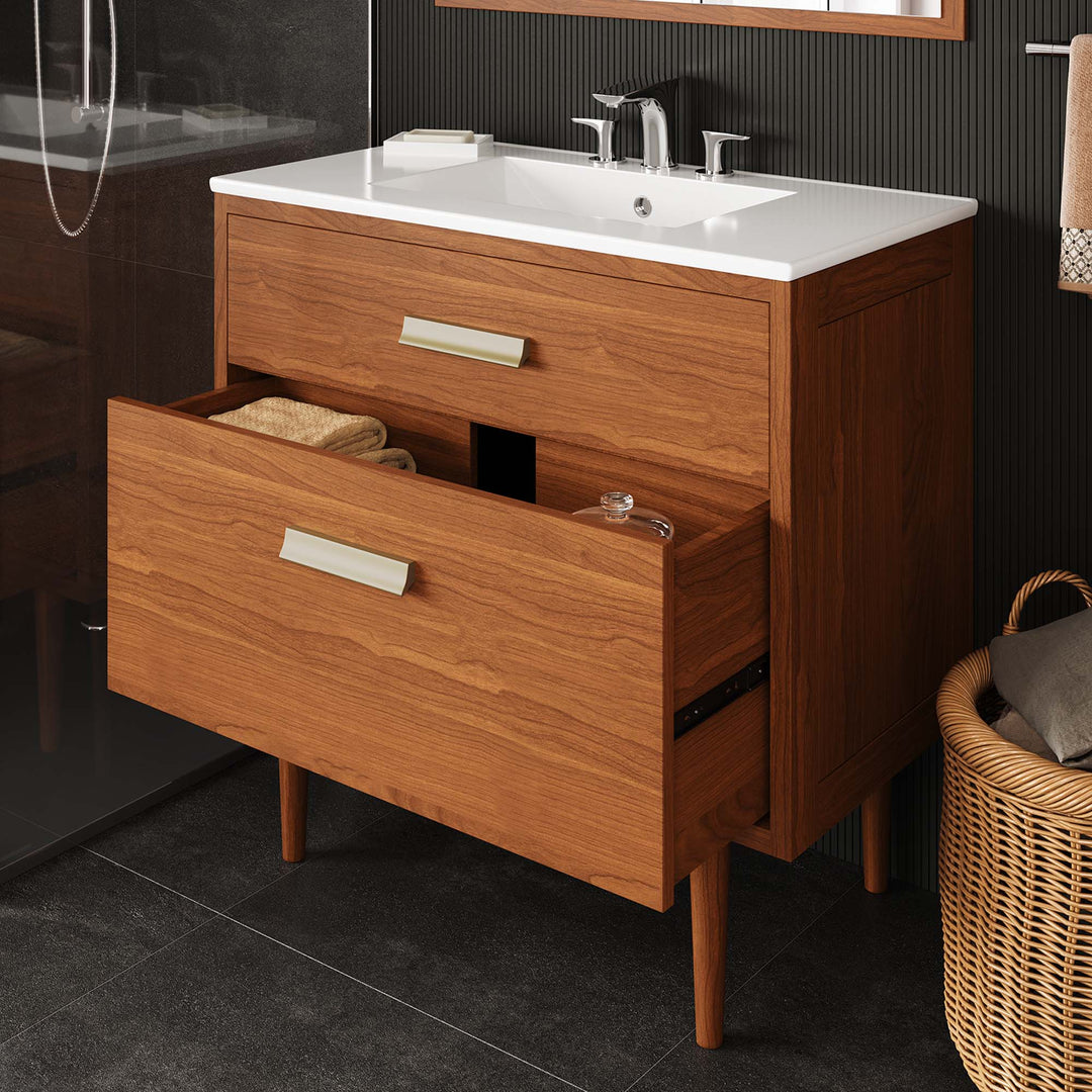 Cassia 36" Teak Traditional Bathroom Vanity Cabinet