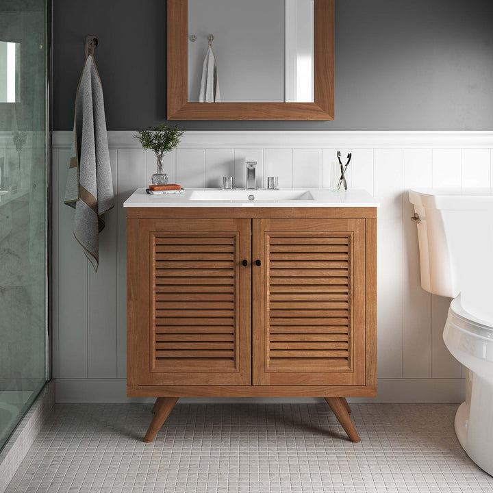 Bristol 36" Teak Wood Bathroom Vanity Cabinet