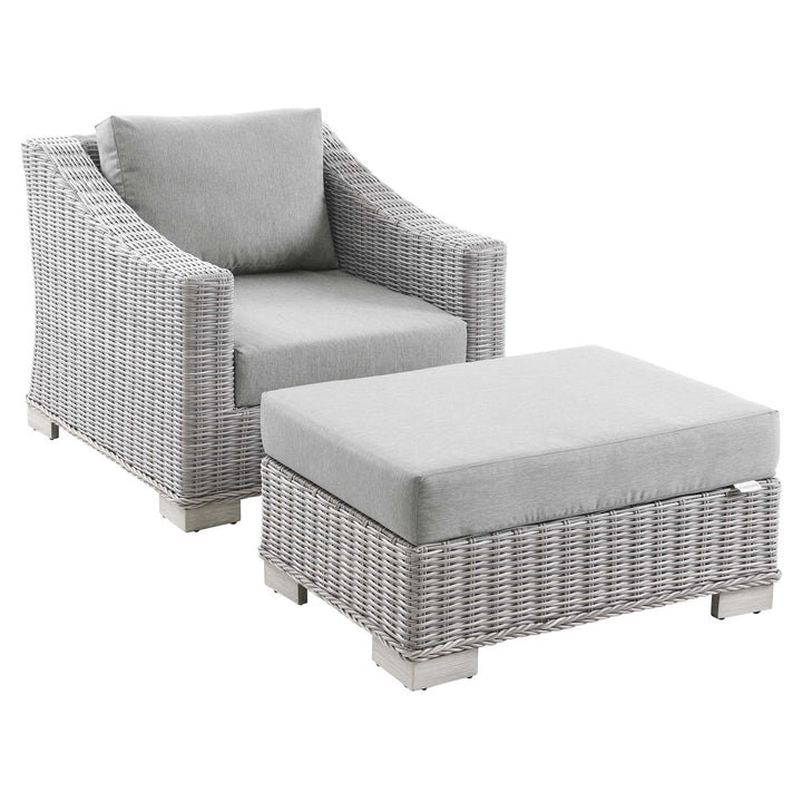 Carter 2-Piece Outdoor Patio Wicker Rattan Armchair and Ottoman Set