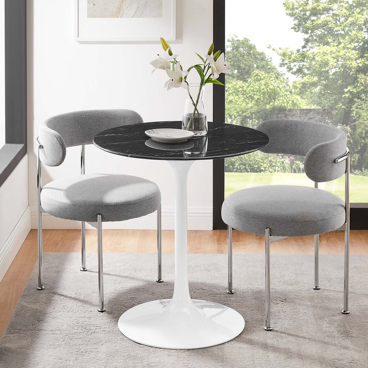 Lorna 28" Round Resin Marble Dining Table