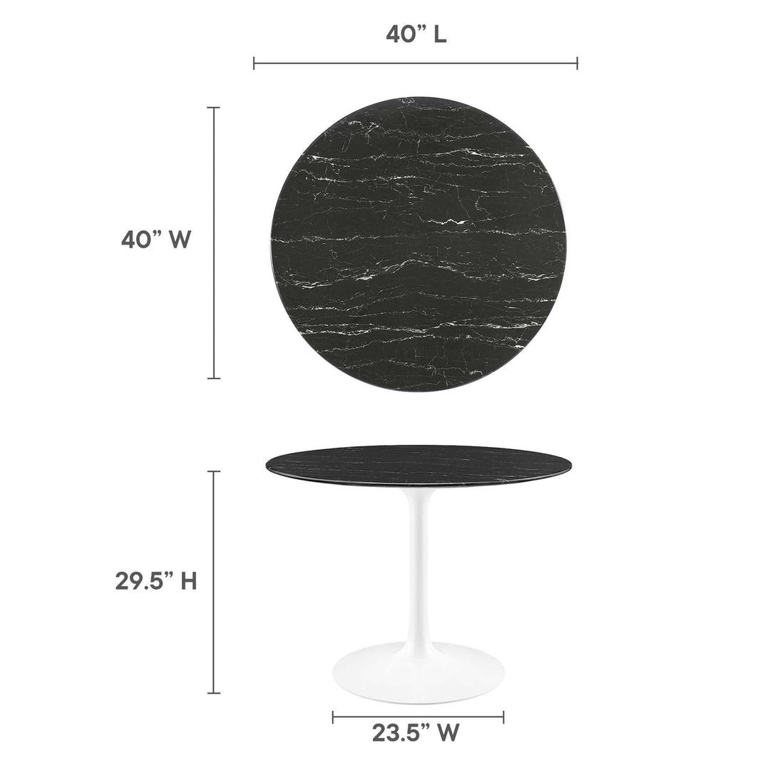 Luna 40" Round Replica Marble Dining Table