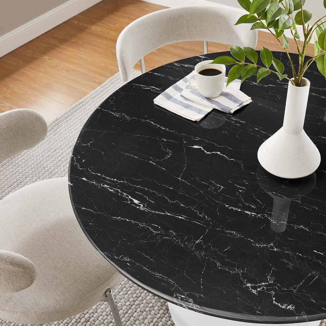 Luna 40" Round Replica Marble Dining Table