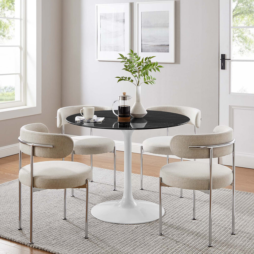 Luna 40" Round Replica Marble Dining Table