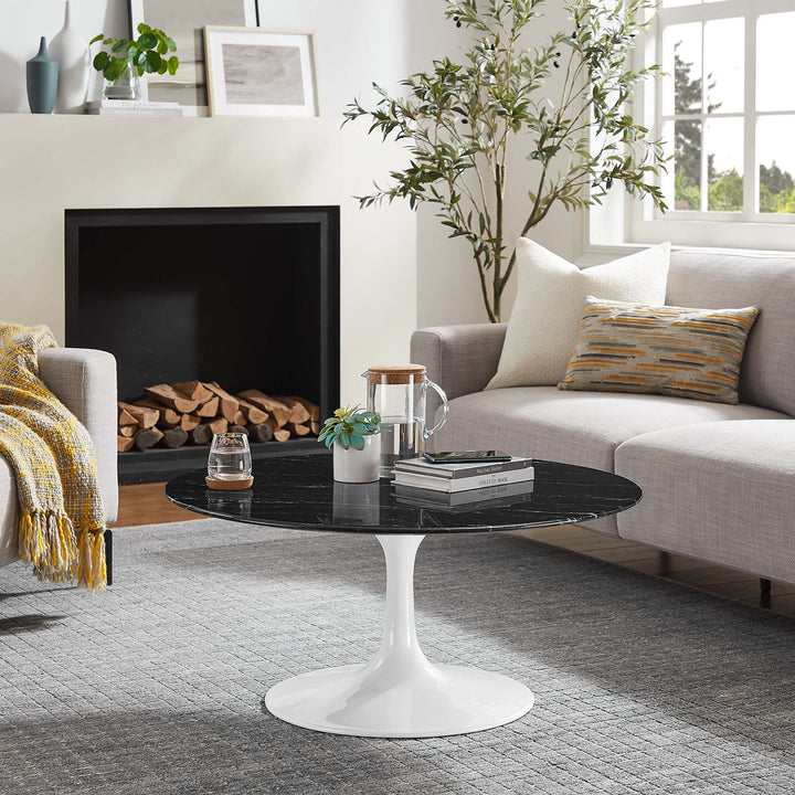 Luna 36" Round Resin Marble Coffee Table