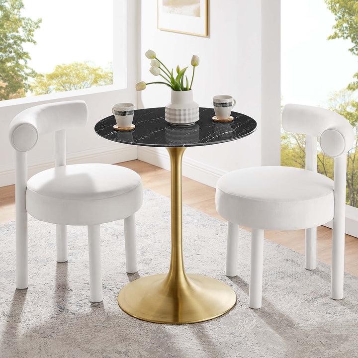 Luna 28" Round Replica Marble Dining Table