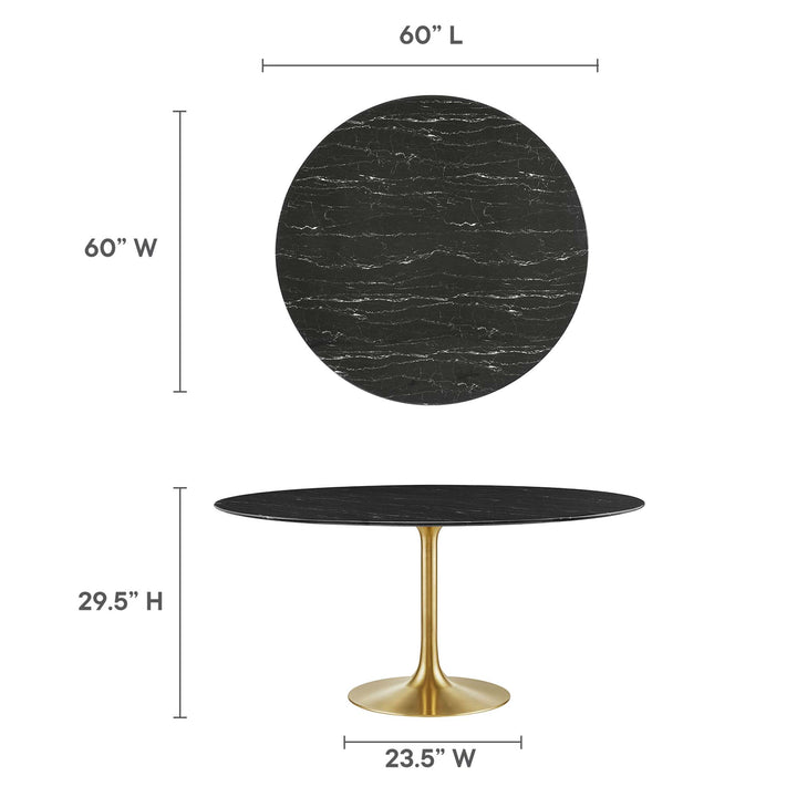 Luxe 60" Round Resin Marble Dining Table