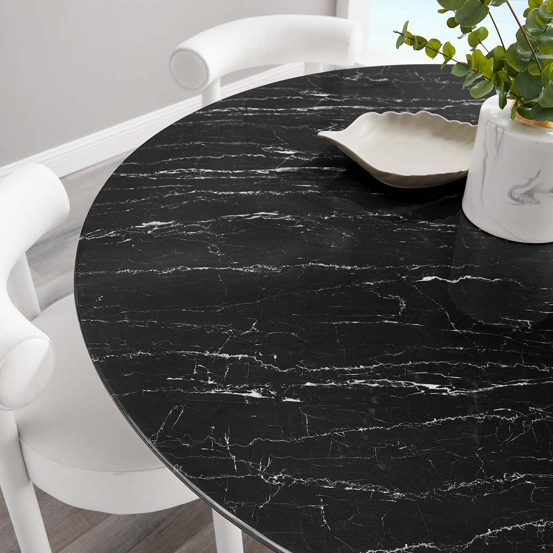 Luxe 60" Round Resin Marble Dining Table