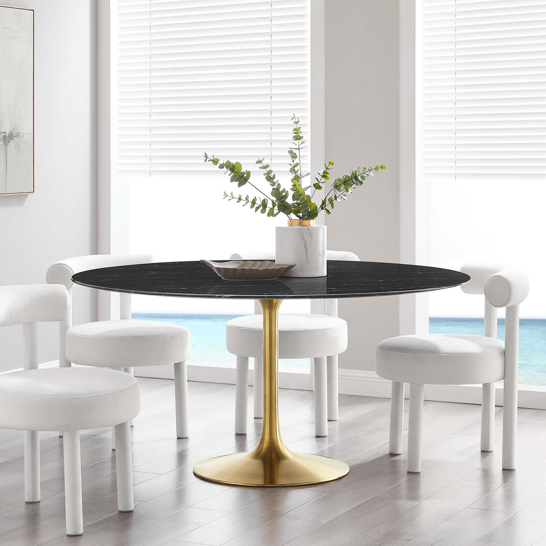 Luxe 60" Round Resin Marble Dining Table