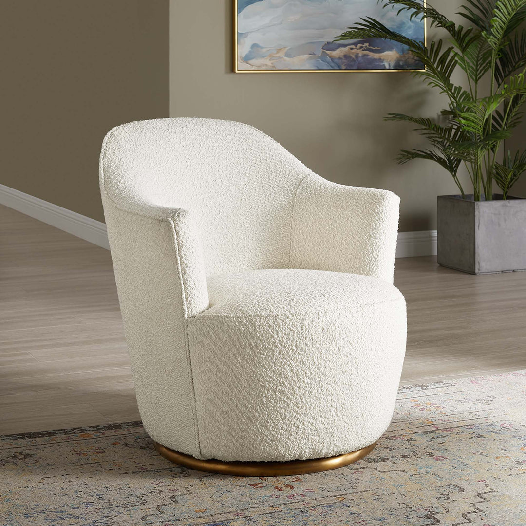 Nina Boucle Upholstered Swivel Chair