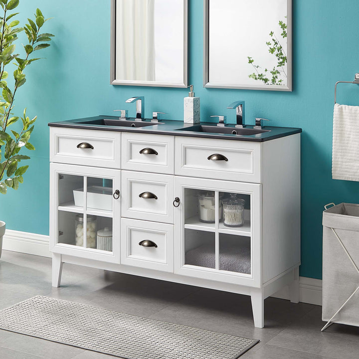 Ivory 48" Double Bathroom Vanity Cabinet