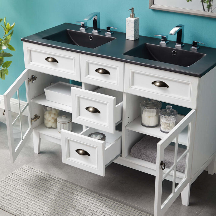 Ivory 48" Double Bathroom Vanity Cabinet