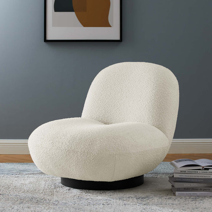 Kismet Boucle Upholstered Fabric Swivel Chair