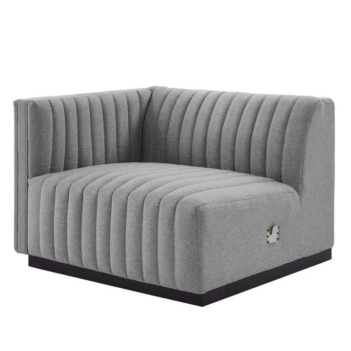 Chic Corner Channel Tufted Upholstered Fabric Left-Arm Chair