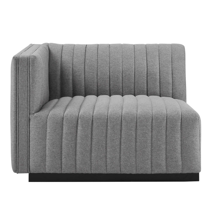 Chic Corner Channel Tufted Upholstered Fabric Left-Arm Chair