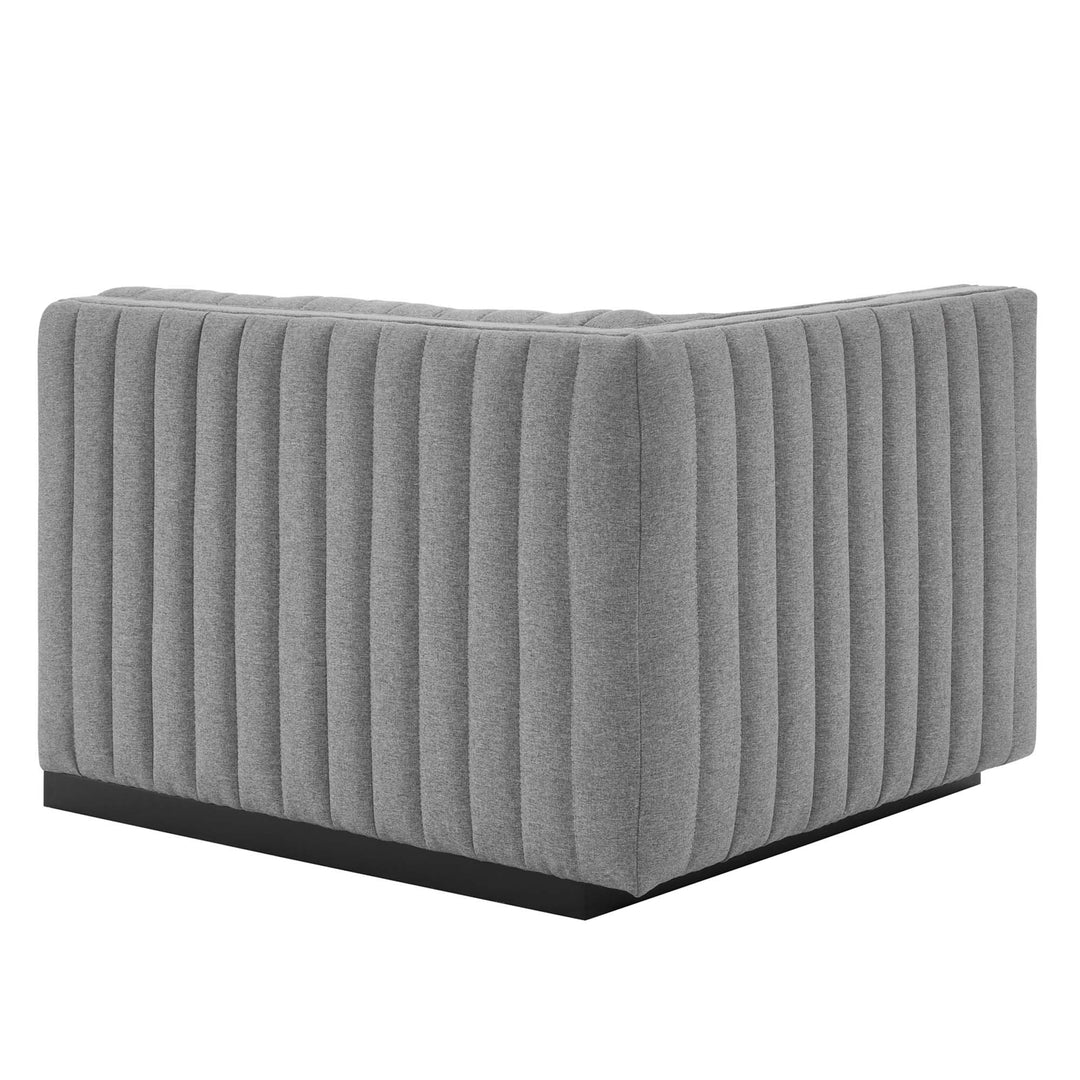 Chic Corner Channel Tufted Upholstered Fabric Left-Arm Chair