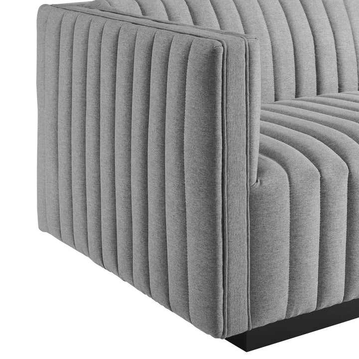 Chic Corner Channel Tufted Upholstered Fabric Left-Arm Chair