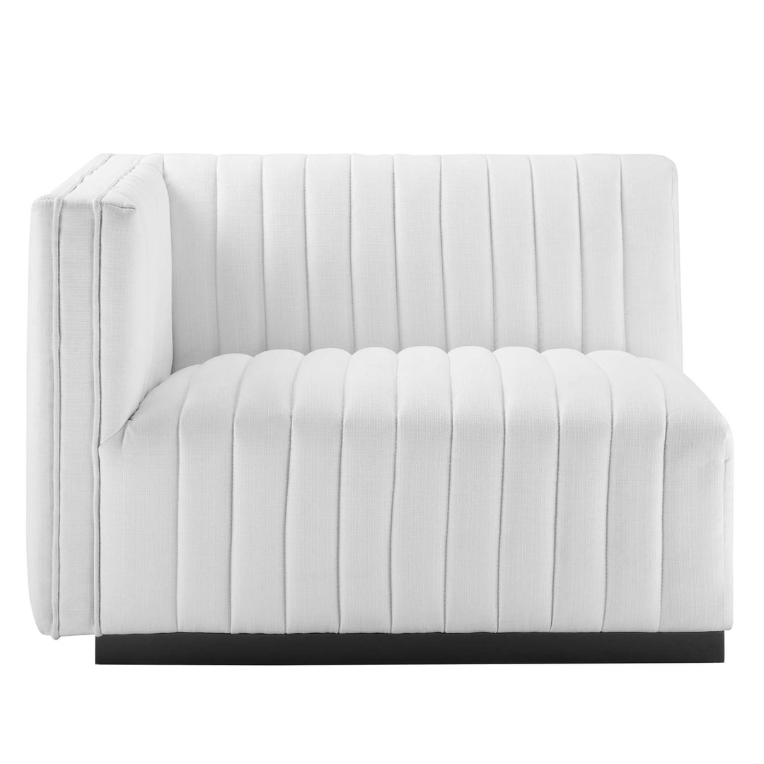 Chic Corner Channel Tufted Upholstered Fabric Left-Arm Chair