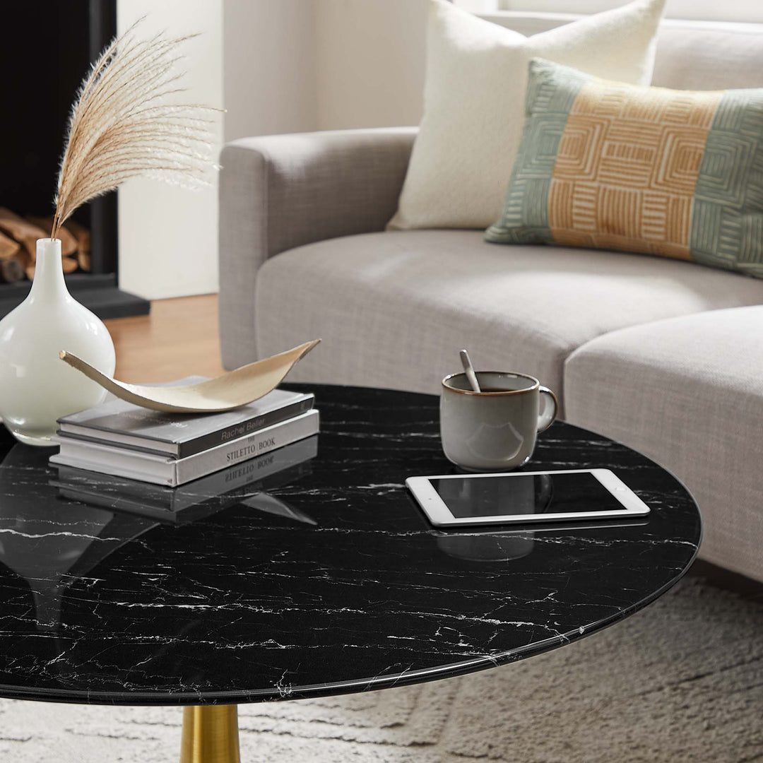 Lexie 36" Round Faux Marble Coffee Table