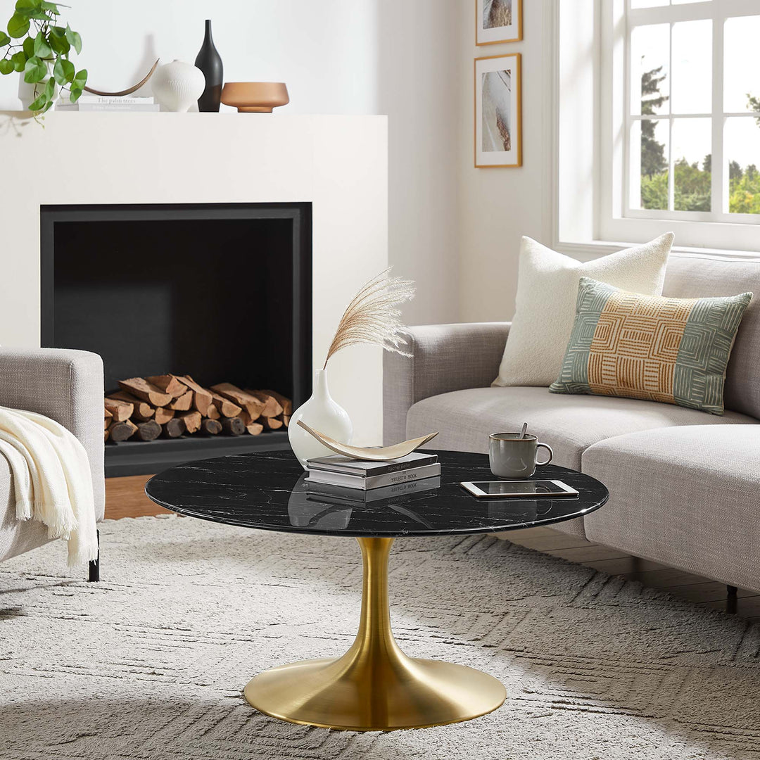 Lexie 36" Round Faux Marble Coffee Table